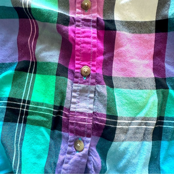 American Eagle Plaid Boyfriend Shirt S | Multicolor Vintage Long Sleeve Y2K - Picture 3 of 7